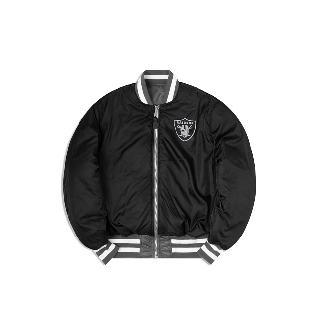 Alpha Industries X Las Vegas Raiders Gray MA-1 Bomber Jacket - Image 6