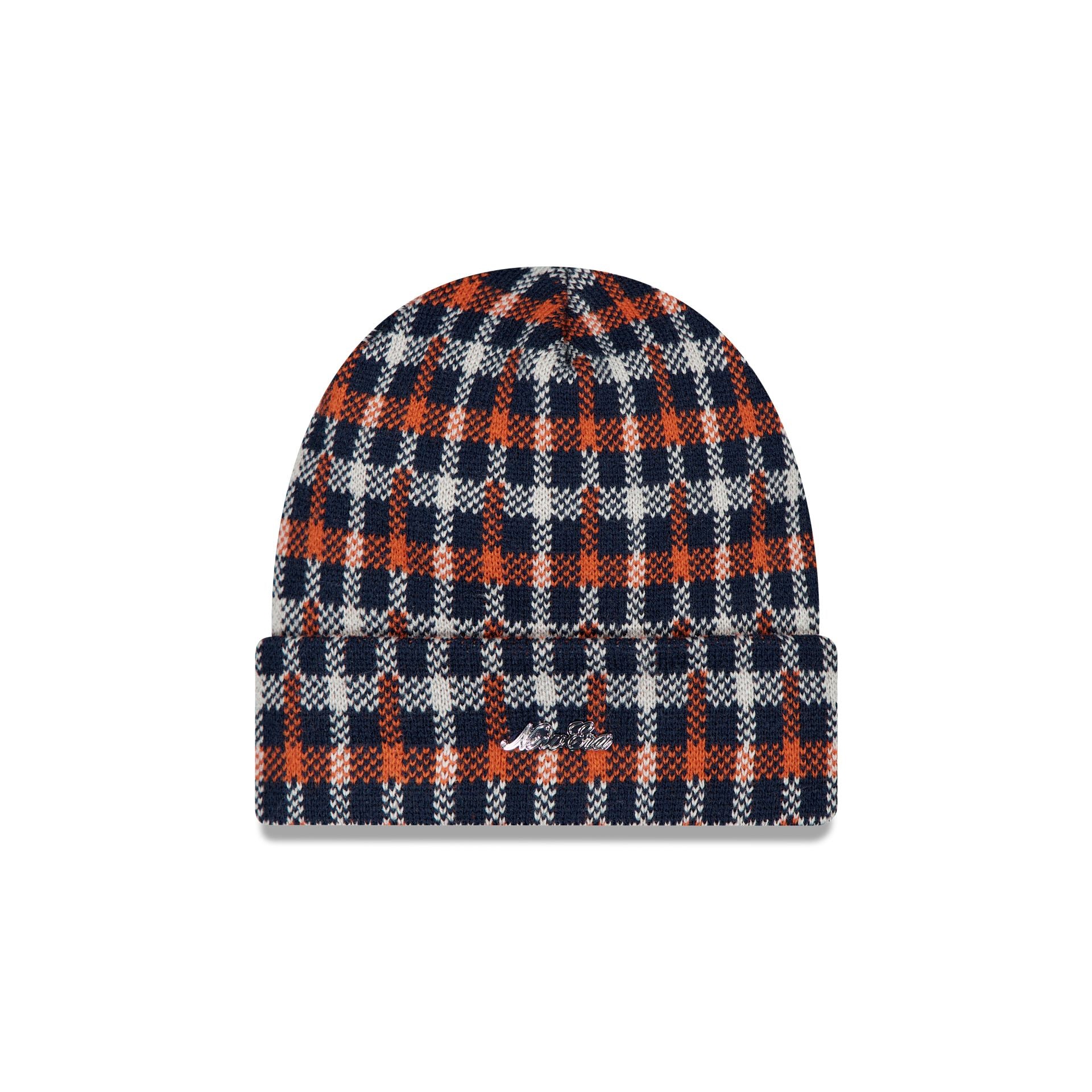 New Era Cap Tartan Check Navy Cuff Knit Hat