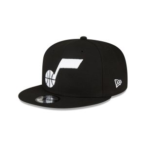 Utah Jazz Basic Black & White 9FIFTY Snapback Hat