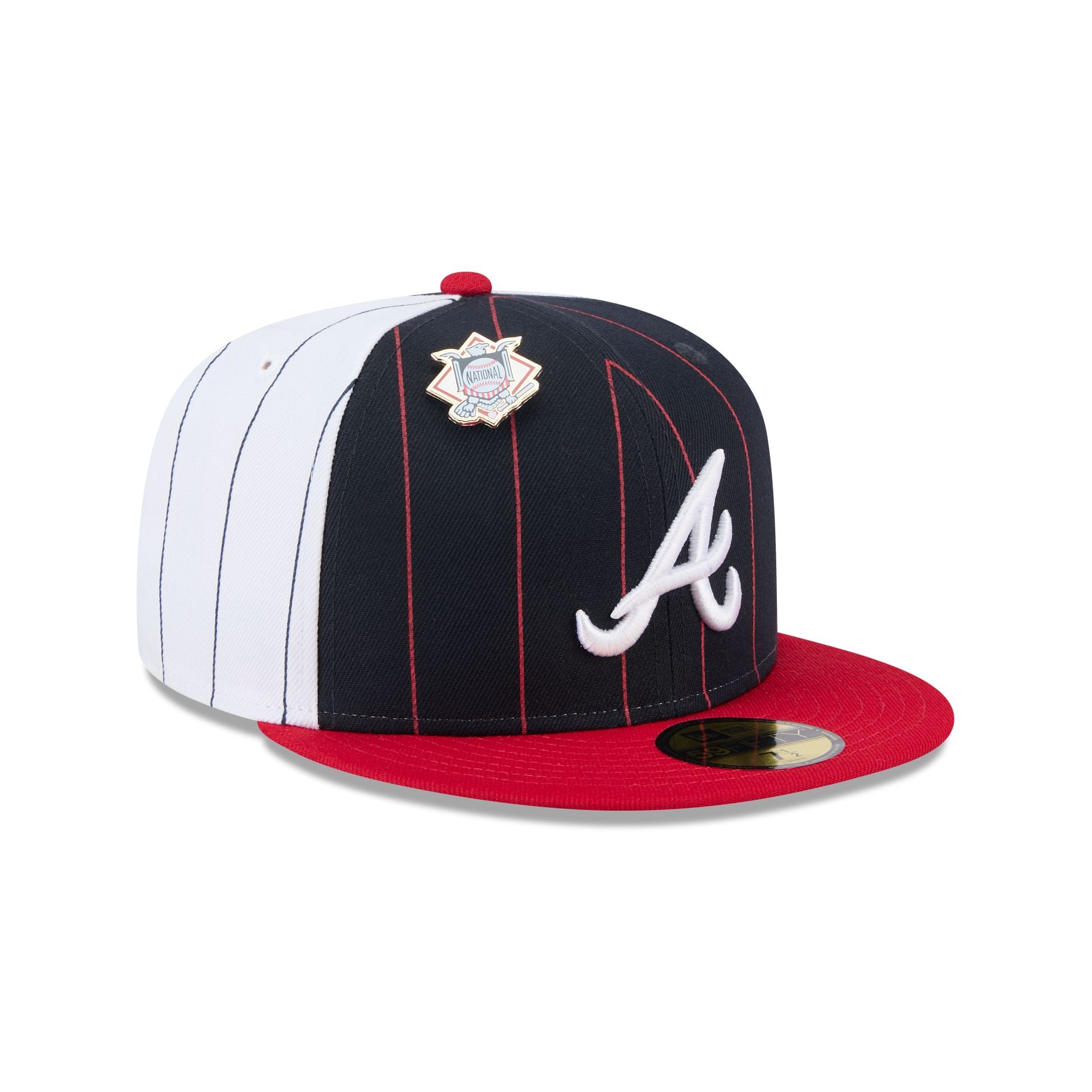 Atlanta Braves Pinstripe League Pin 59FIFTY Fitted Hat - Image 3