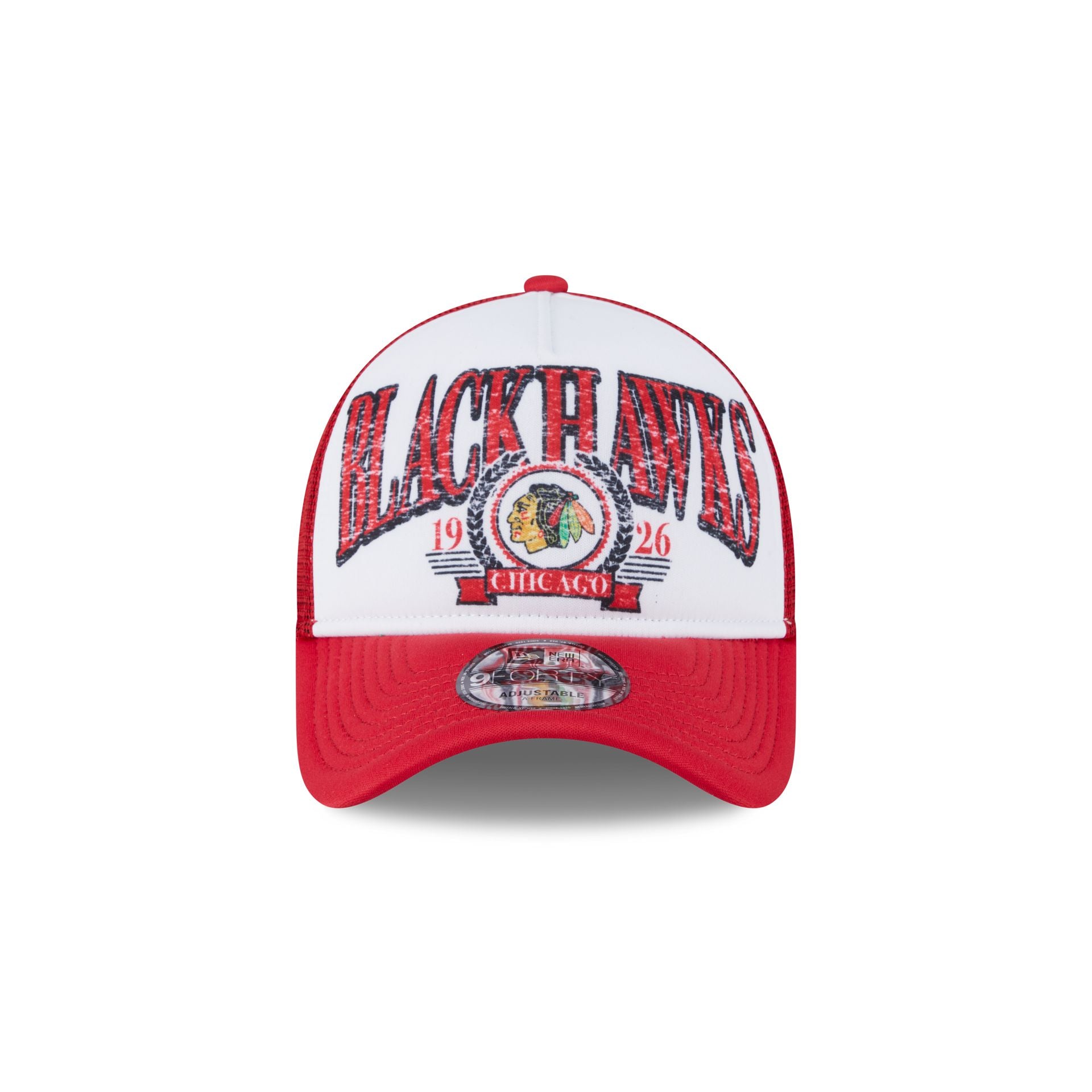 Chicago Blackhawks Distressed 9FORTY A-Frame Trucker Hat - Image 2