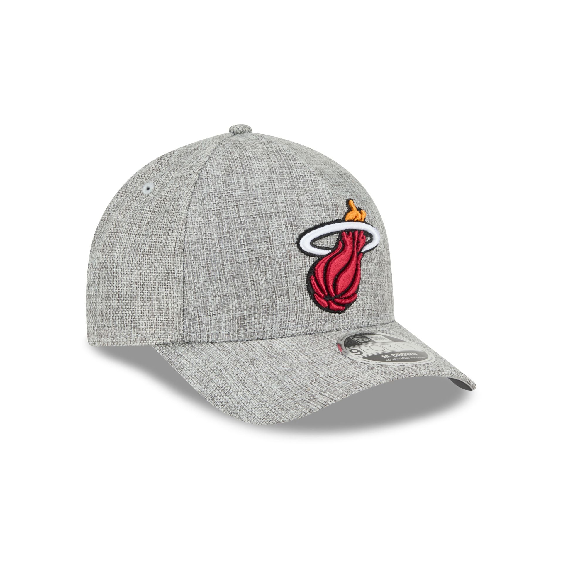 Miami Heat Cotton Weave Gray 9FORTY M-Crown A-Frame Snapback Hat - Image 3