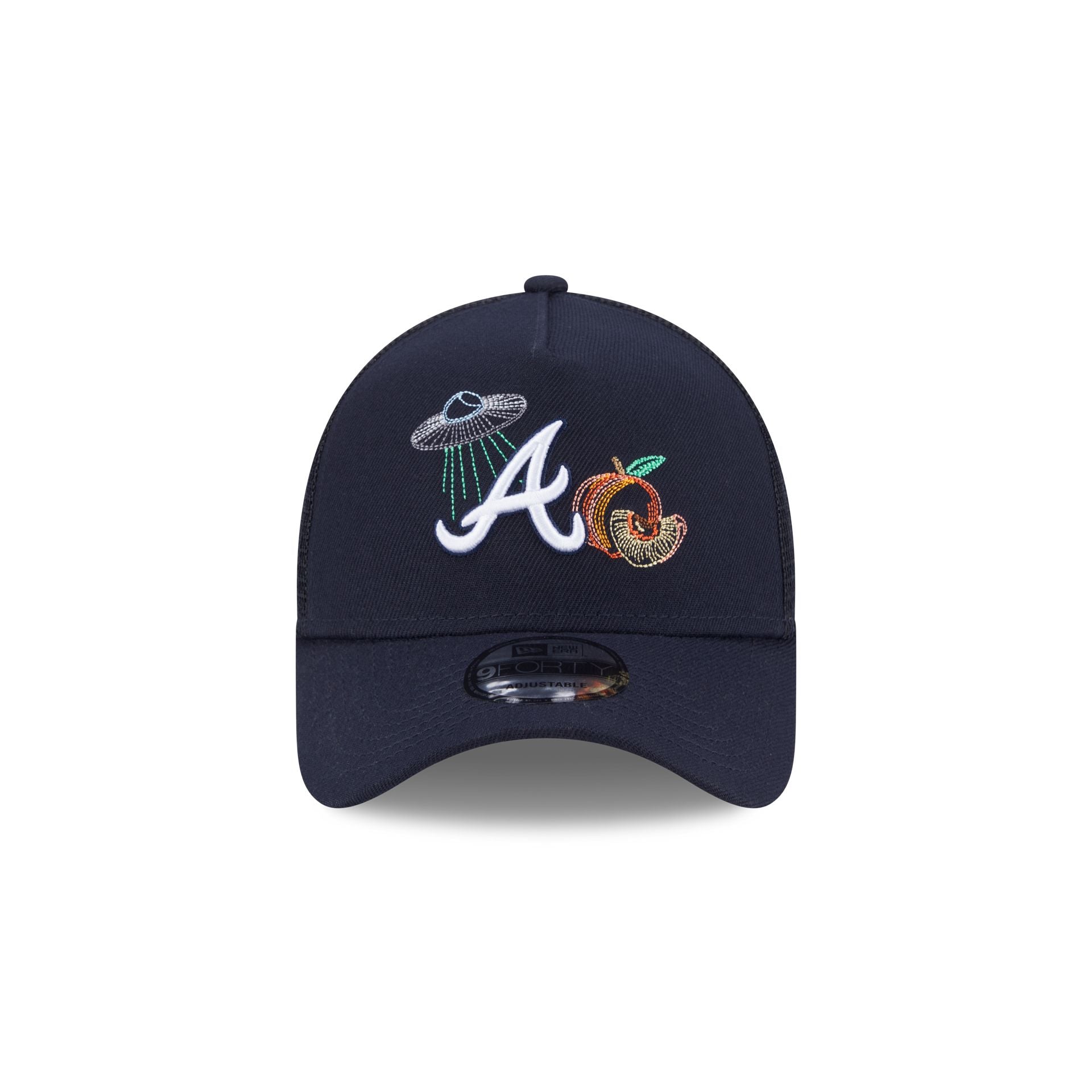Atlanta Braves State Stitch 9FORTY A-Frame Trucker Hat - Image 2