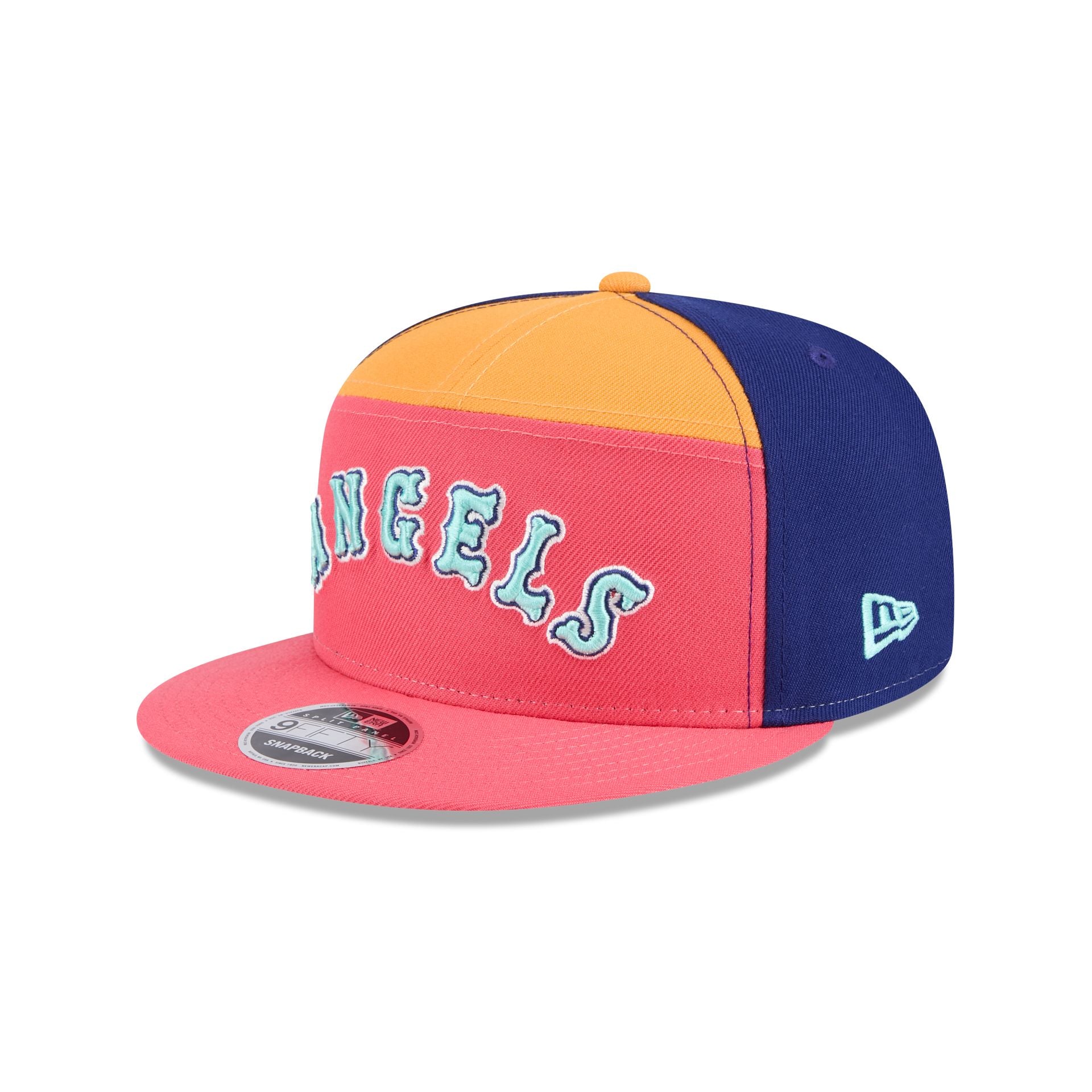 Los Angeles Angels Coral Split Panel 9FIFTY Snapback Hat