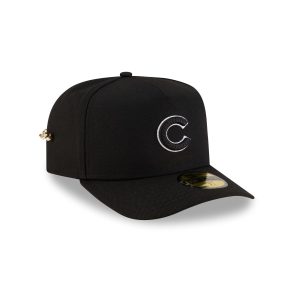 Chicago Cubs Black Script Safety Pin 59FIFTY A-Frame Fitted Hat