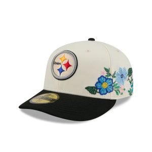 Pittsburgh Steelers Tonal Florals White 59FIFTY Fitted Hat
