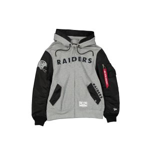 Alpha Industries x Las Vegas Raiders Historic Gray MA-1 Full Zip Fleece Jacket