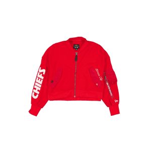 Alpha Industries x Kansas City Chiefs Red Women's Full Zip Cropped Fleece Jacket