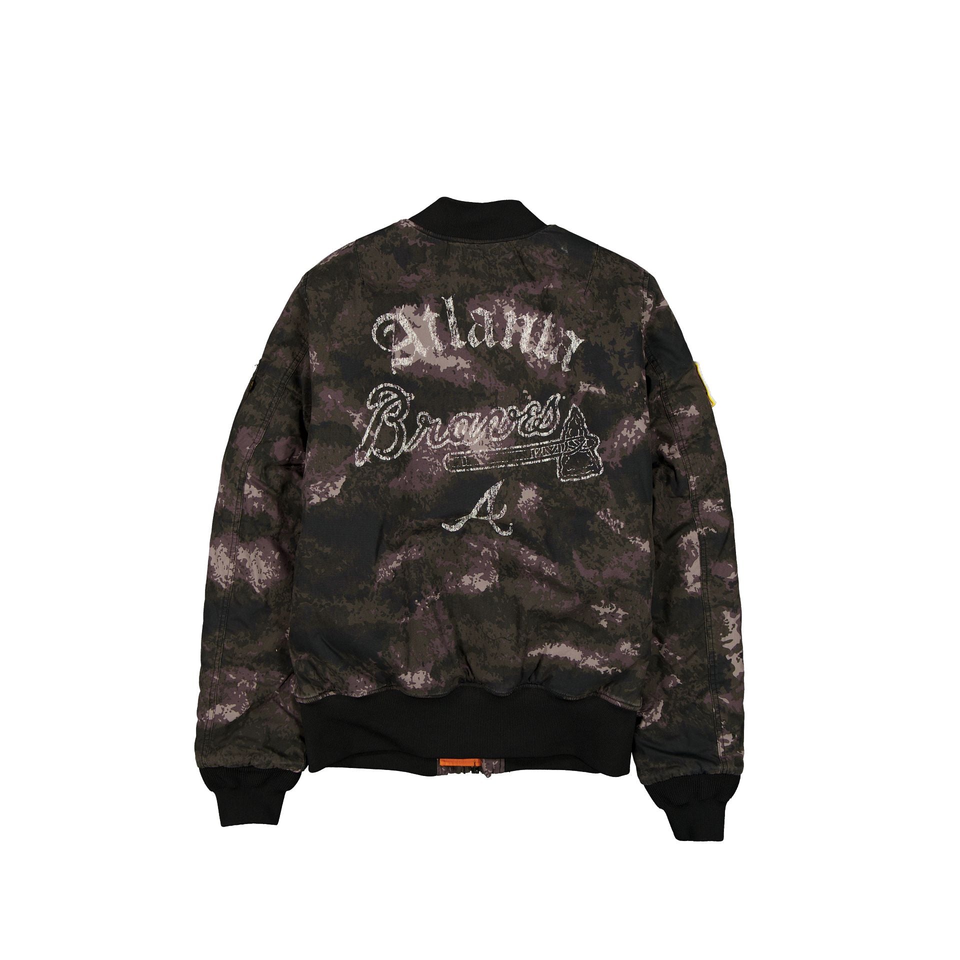 Alpha Industries x Atlanta Braves Black Camo MA-1 Bomber Jacket - Image 3