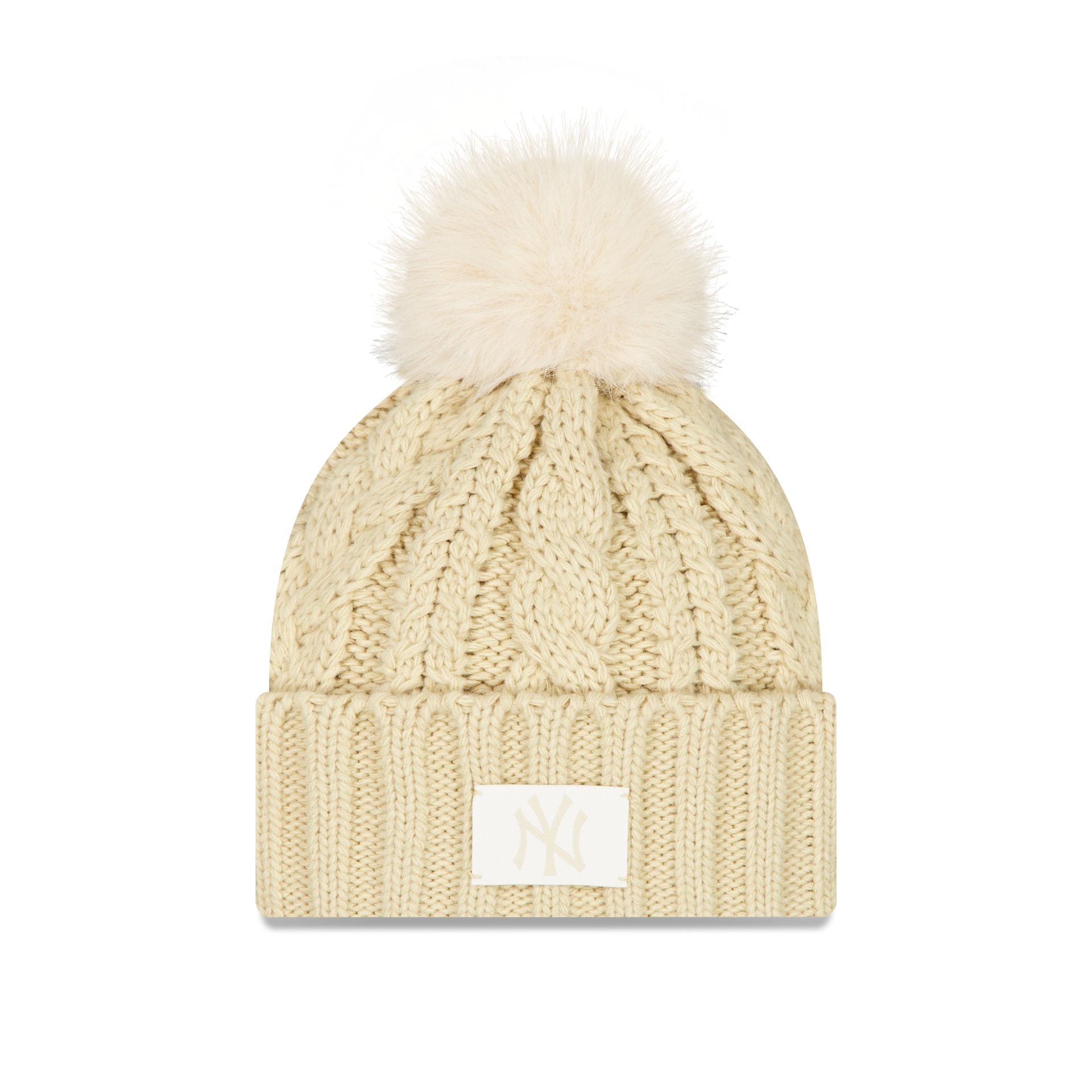 New York Yankees Cream Women's Pom Knit Hat
