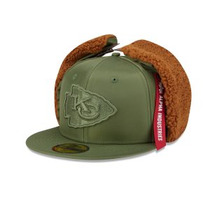 Alpha Industries x Kansas City Chiefs Olive Green Dog Ear 59FIFTY Fitted Hat