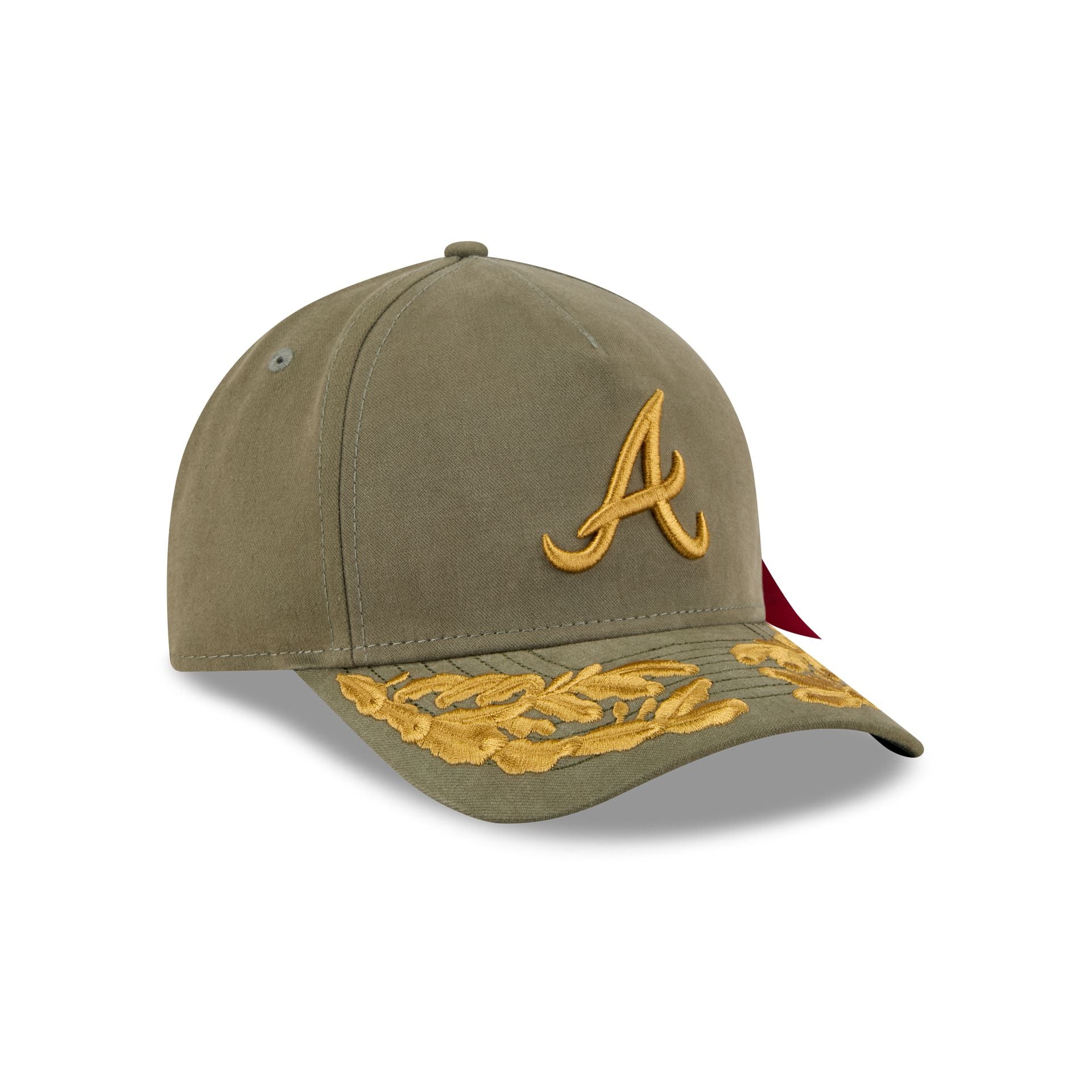 Alpha Industries x Atlanta Braves Olive Green 9FORTY M-Crown A-Frame Snapback Hat - Image 3