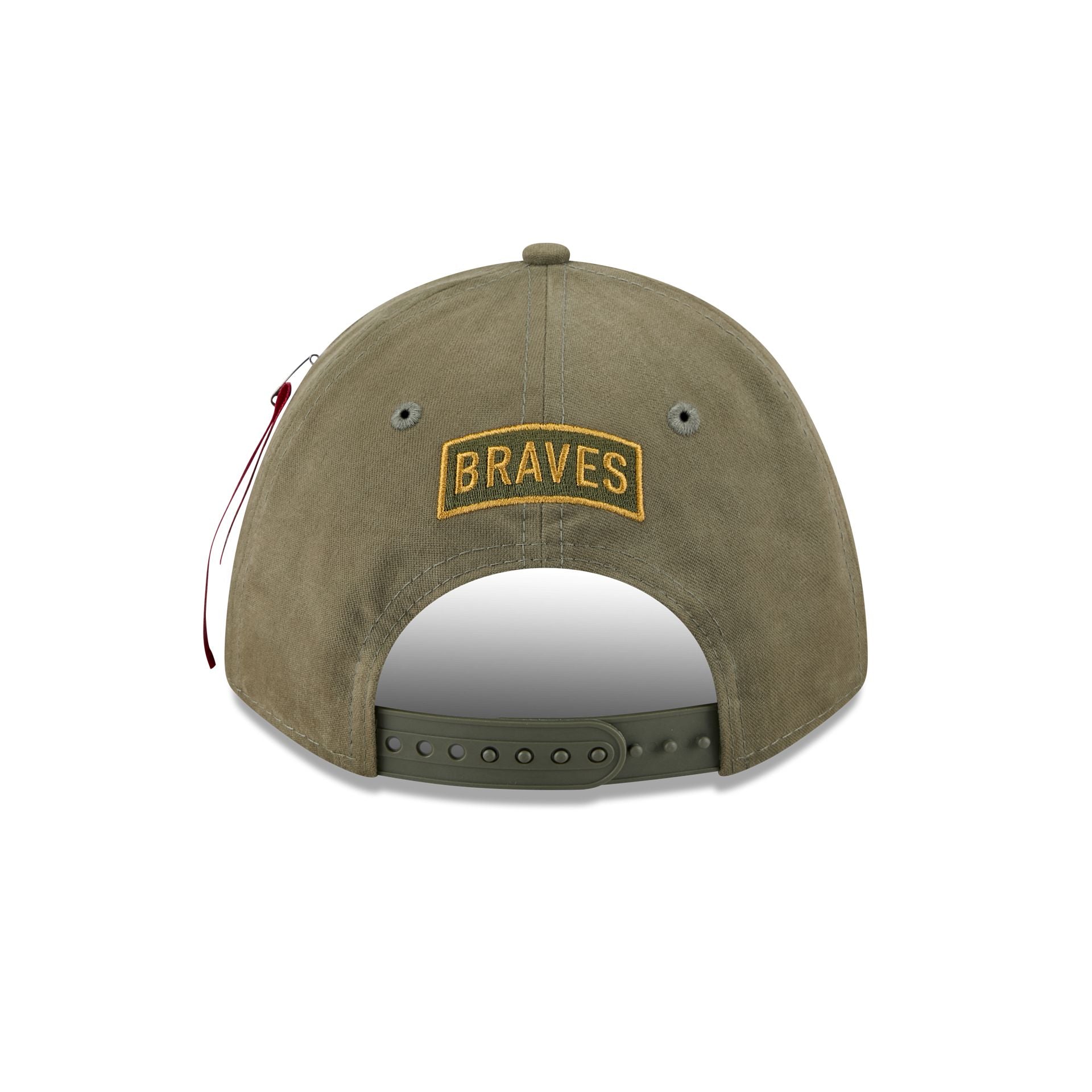 Alpha Industries x Atlanta Braves Olive Green 9FORTY M-Crown A-Frame Snapback Hat - Image 6