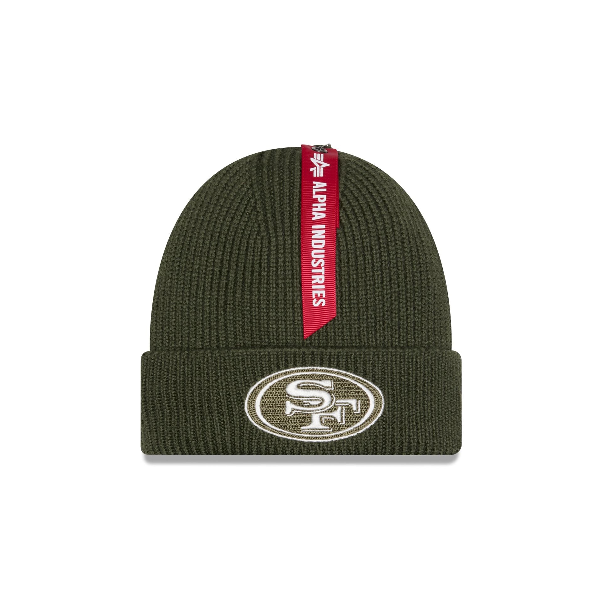 Alpha Industries x San Francisco 49ers Olive Green Cuff Knit Hat