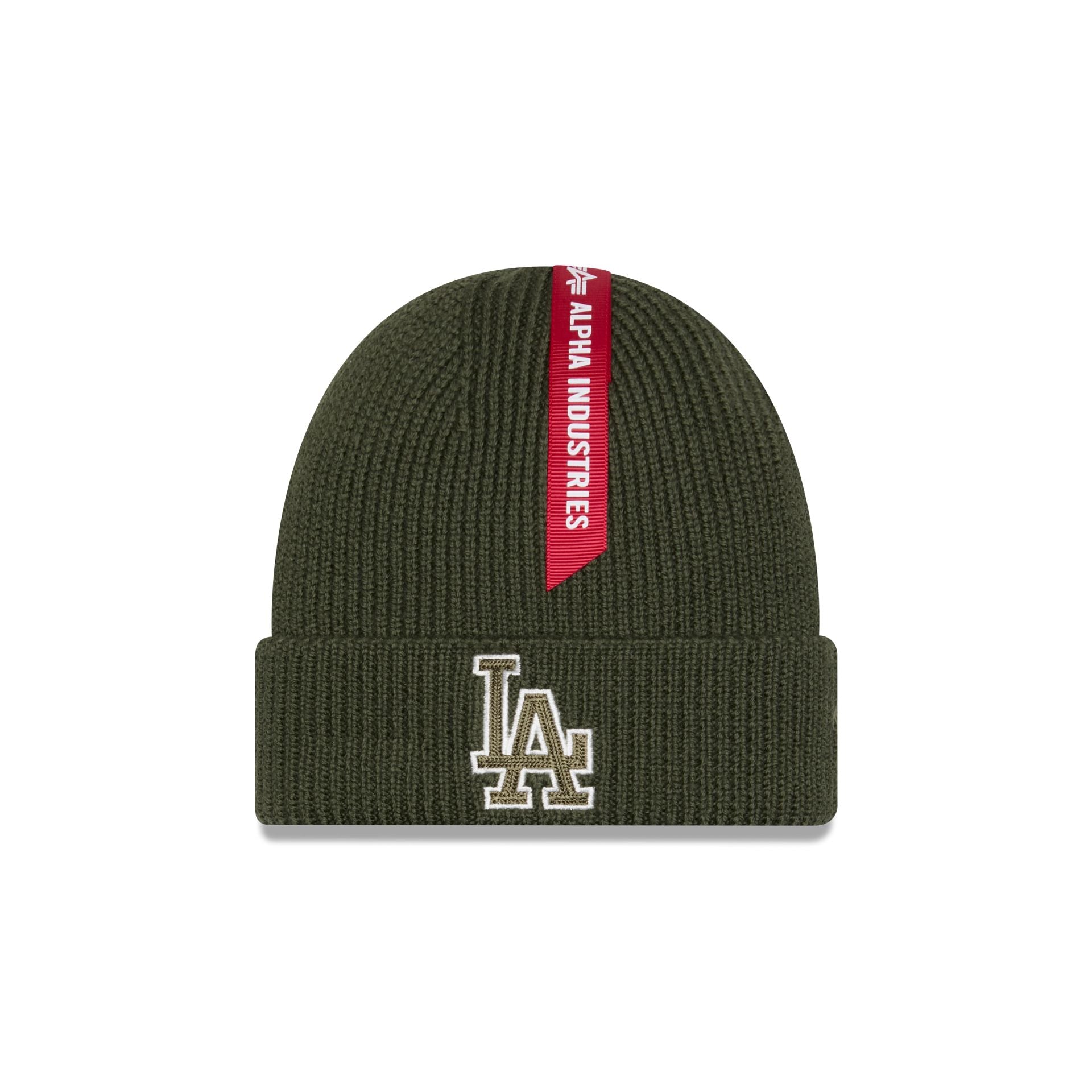 Alpha Industries x Los Angeles Dodgers Olive Green Cuff Knit Hat