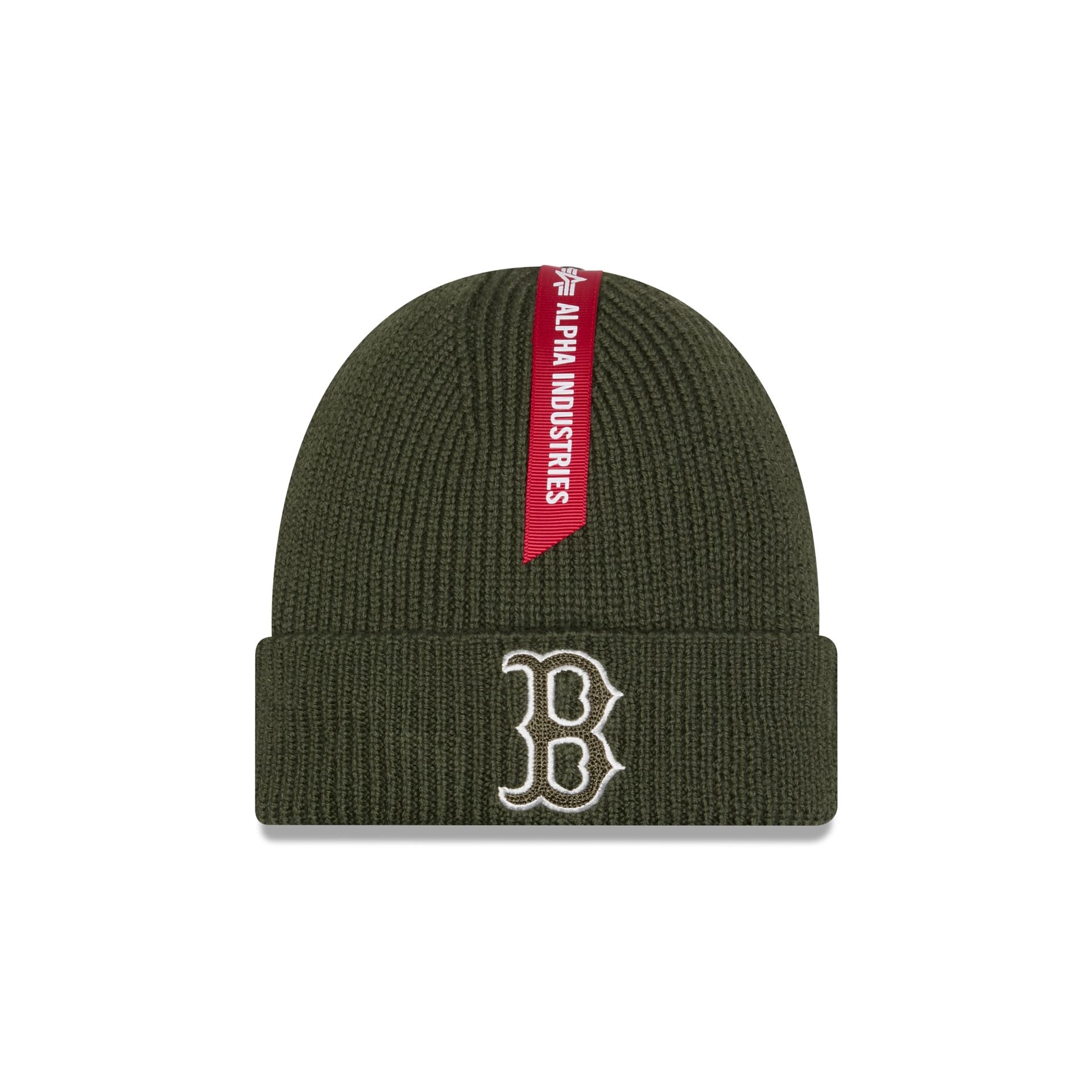 Alpha Industries x Boston Red Sox Olive Green Cuff Knit Hat