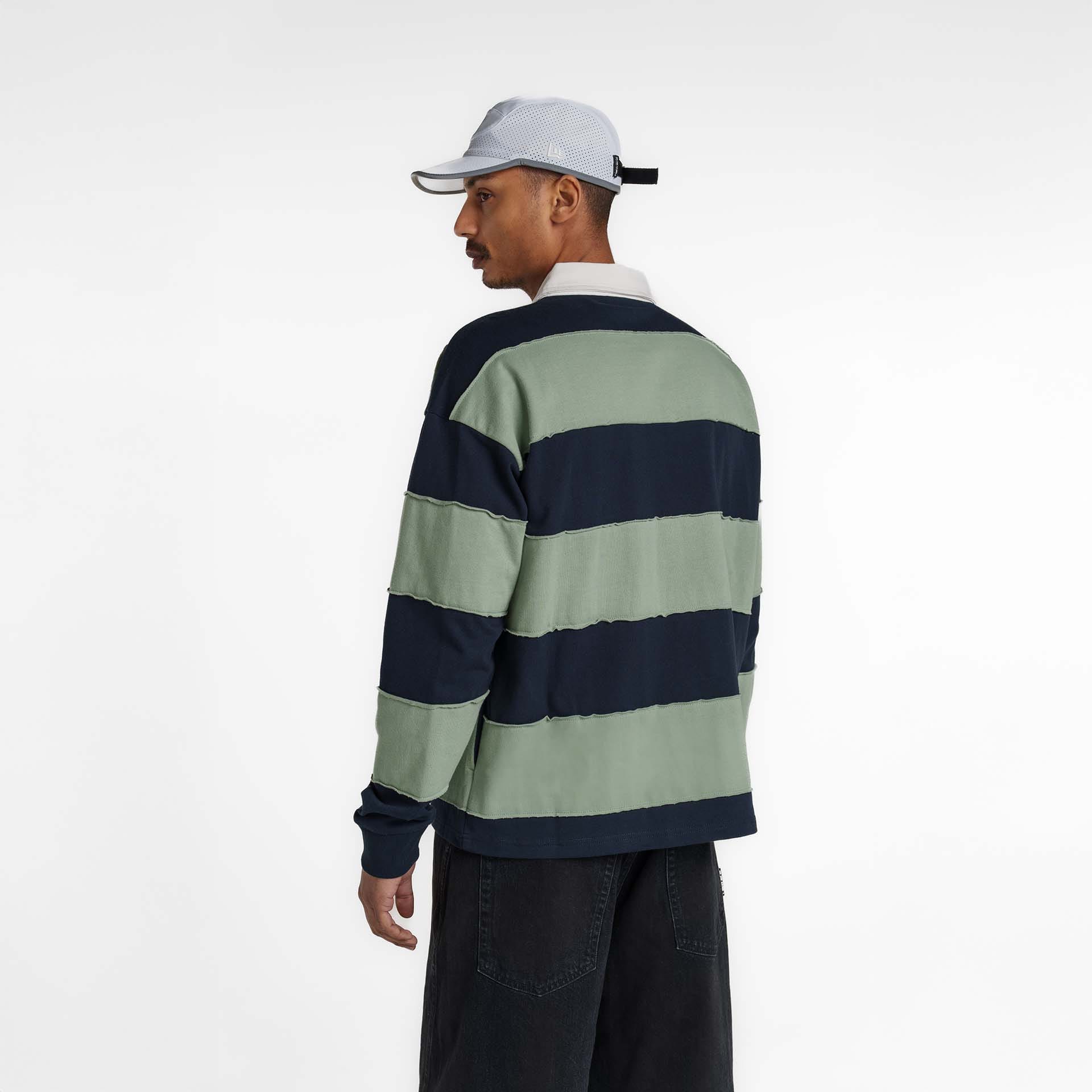 New Era Branded Cut and Sew Block Navy Long Sleeve Rugby Shirt - Image 5