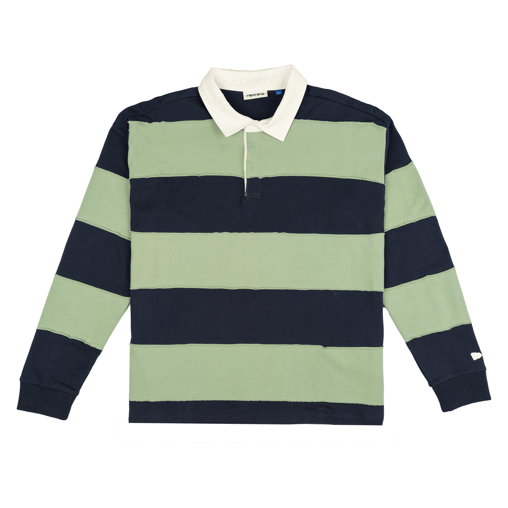 New Era Branded Cut and Sew Block Navy Long Sleeve Rugby Shirt - Image 2