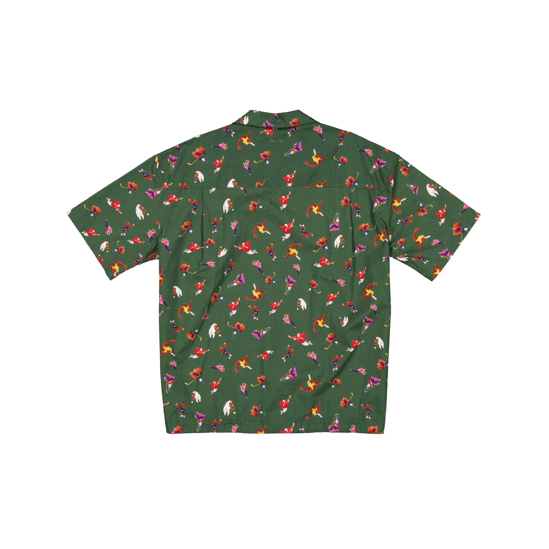 New Era Branded Resort Green Bark Open Collared Shirt - Image 3