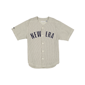 New Era Branded Railroad Stripe Arch Woven Baseball Jersey
