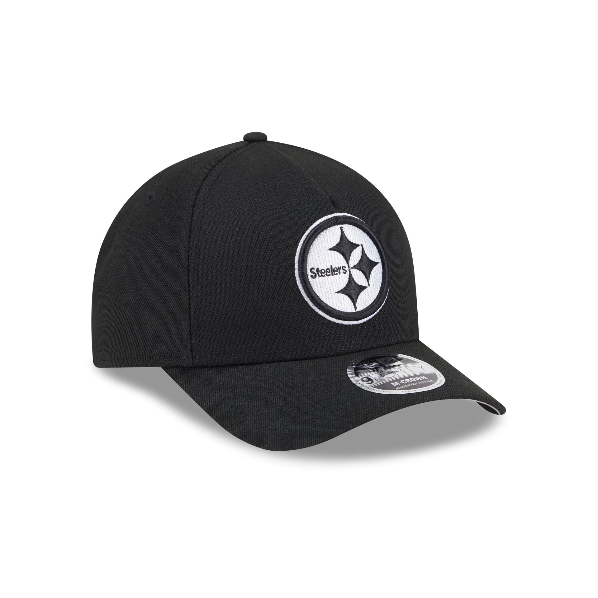Pittsburgh Steelers Black & White 9FORTY M-Crown A-Frame Snapback Hat - Image 3