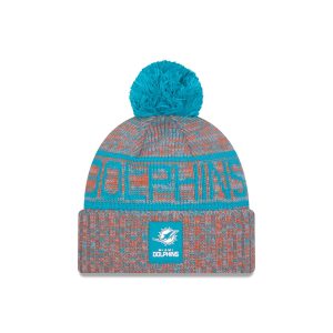 Miami Dolphins 2025 Sideline Cold Weather Pom Knit Hat