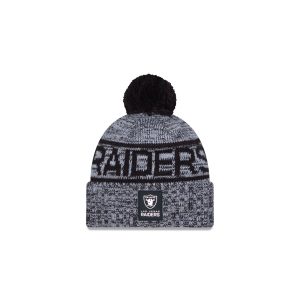Las Vegas Raiders 2025 Sideline Cold Weather Kids Pom Knit Hat