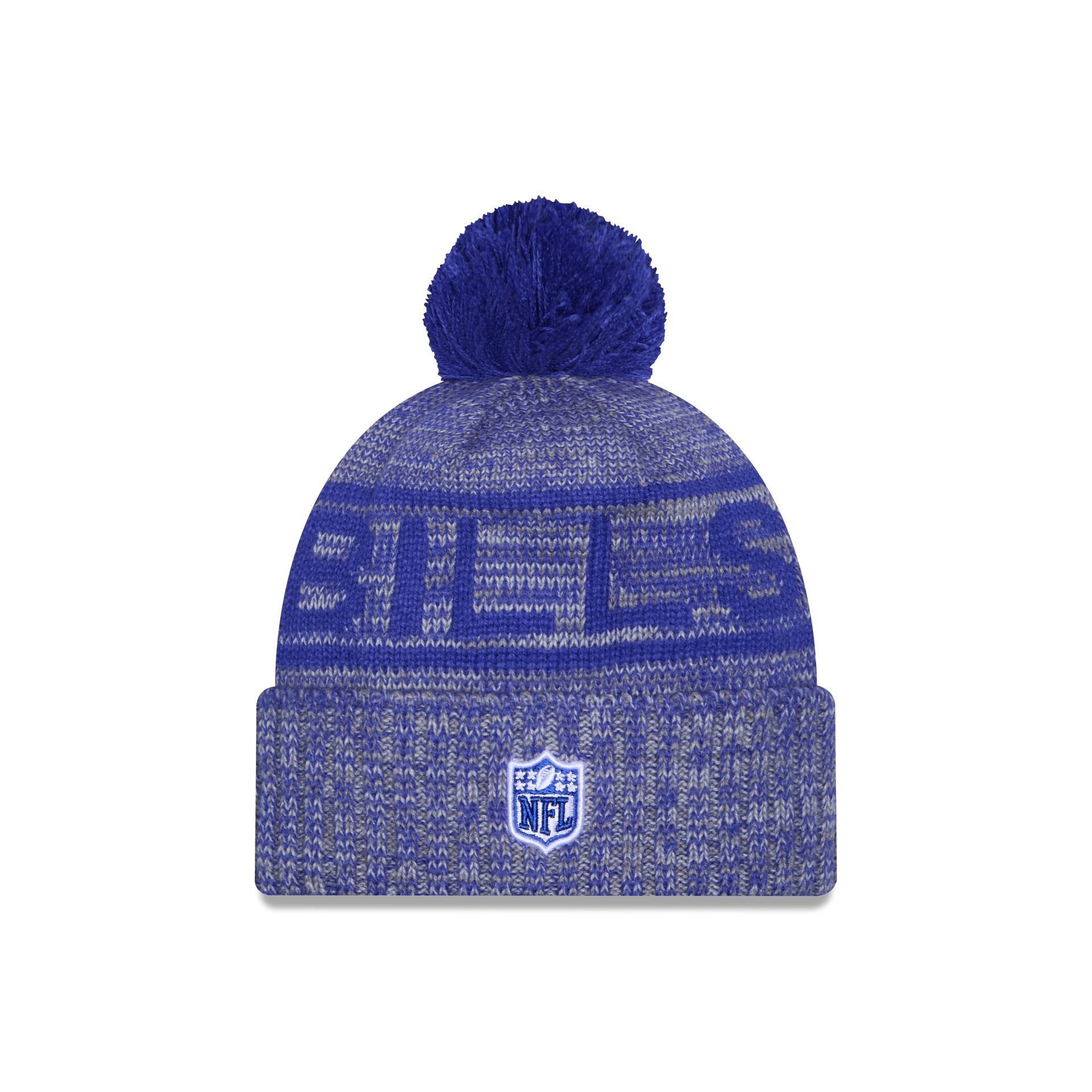 Buffalo Bills 2025 Sideline Cold Weather Gray Pom Knit Hat - Image 3