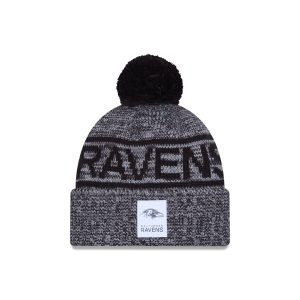 Baltimore Ravens 2025 Sideline Cold Weather Gray Pom Knit Hat