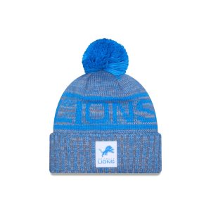 Detroit Lions 2025 Sideline Cold Weather Gray Pom Knit Hat