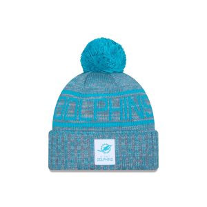 Miami Dolphins 2025 Sideline Cold Weather Gray Pom Knit Hat