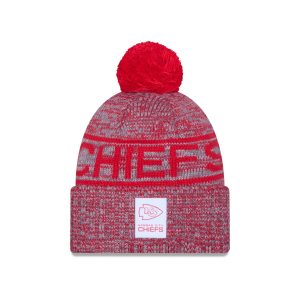 Kansas City Chiefs 2025 Sideline Cold Weather Gray Pom Knit Hat