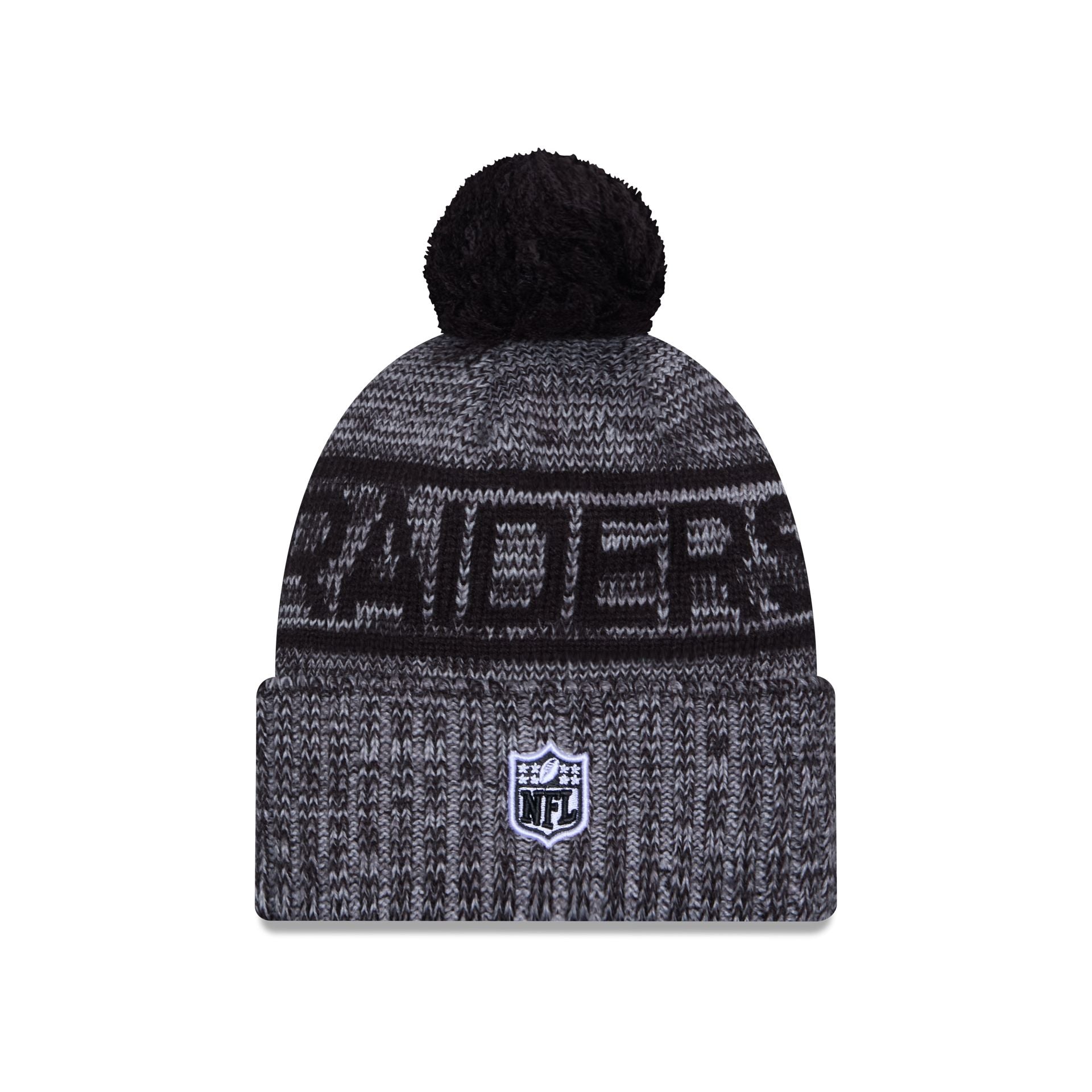 Las Vegas Raiders 2025 Sideline Cold Weather Gray Pom Knit Hat - Image 3