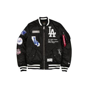 Alpha Industries x Los Angeles Dodgers Black MA-1 Bomber Jacket