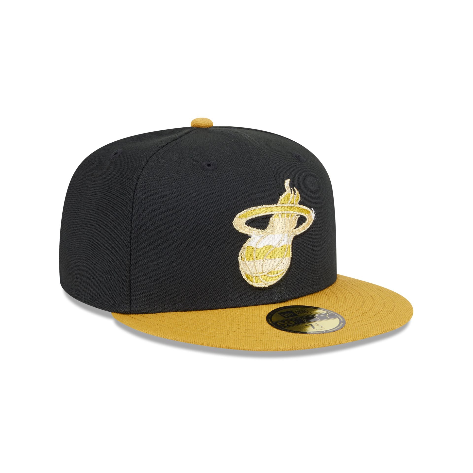 Miami Heat Metallic Gold Logo 59FIFTY Fitted Hat - Image 3