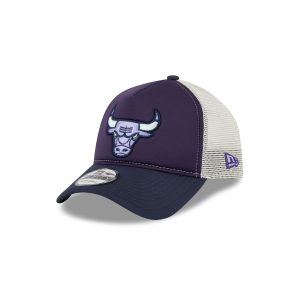 Chicago Bulls Navy Purple 9FORTY A-Frame Trucker Hat