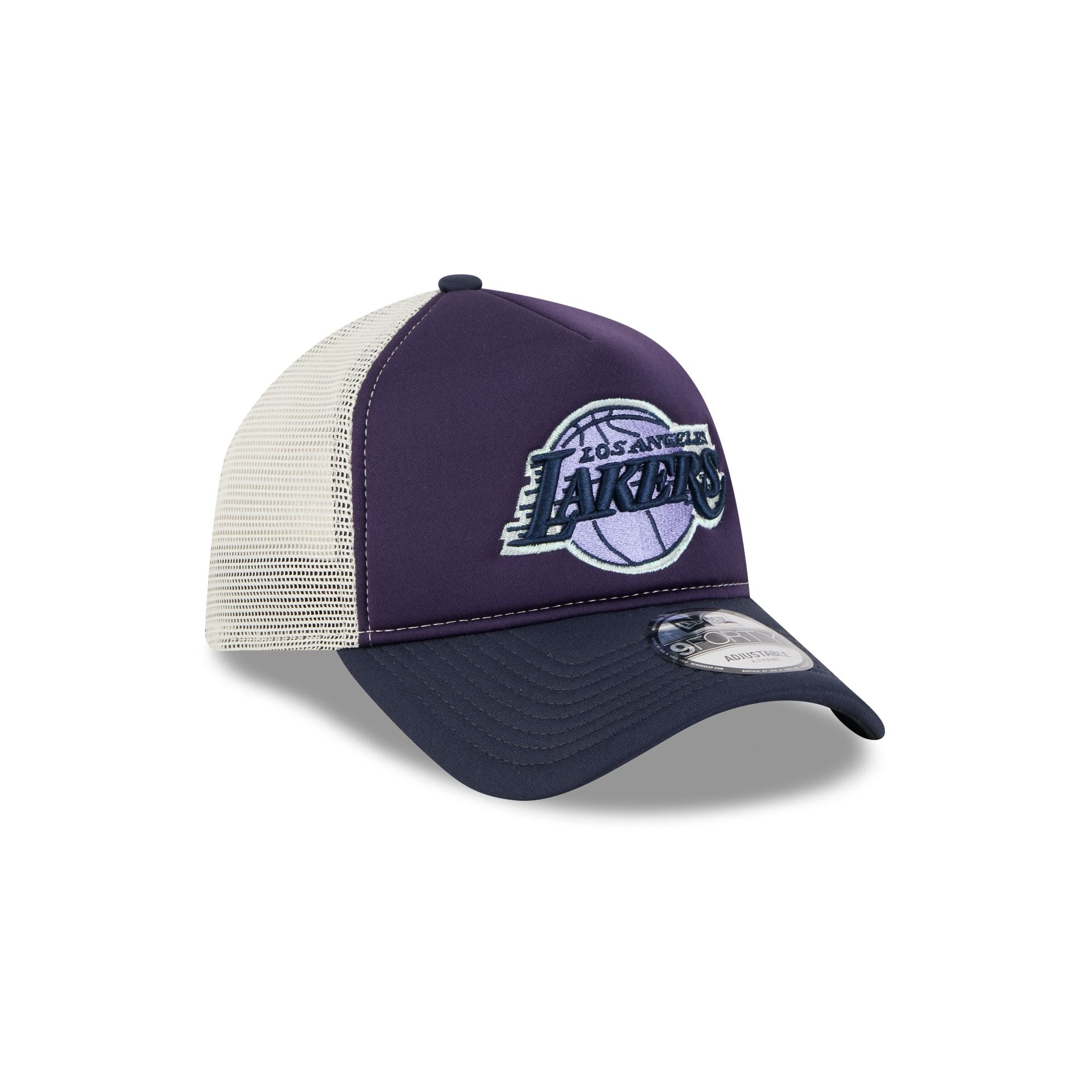 Los Angeles Lakers Navy Purple 9FORTY A-Frame Trucker Hat - Image 3