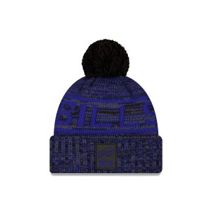 Buffalo Bills 2025 Sideline Cold Weather Black Pom Knit Hat