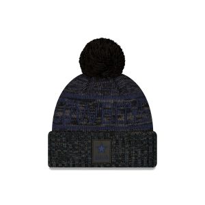 Dallas Cowboys 2025 Sideline Cold Weather Black Pom Knit Hat