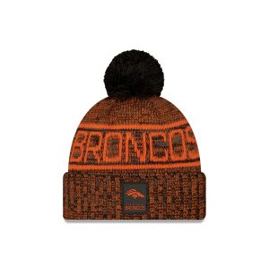 Denver Broncos 2025 Sideline Cold Weather Black Pom Knit Hat