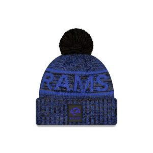 Los Angeles Rams 2025 Sideline Cold Weather Black Pom Knit Hat
