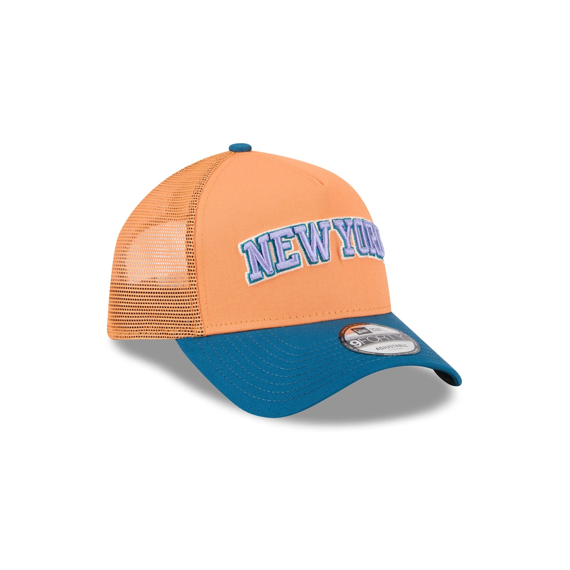 New York Knicks Orange Glaze 9FORTY A-Frame Trucker Hat - Image 3