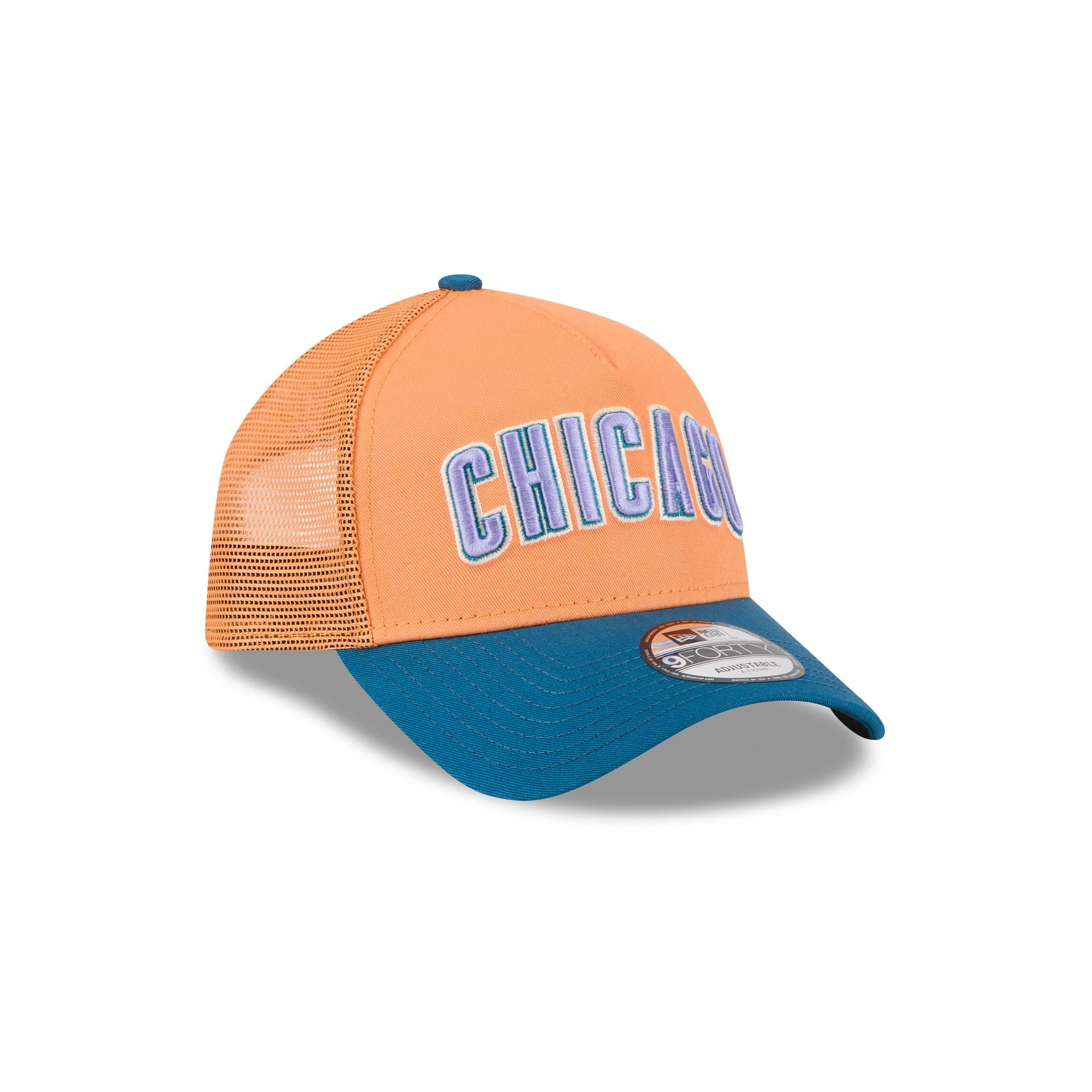 Chicago Cubs Orange Glaze 9FORTY A-Frame Trucker Hat - Image 3