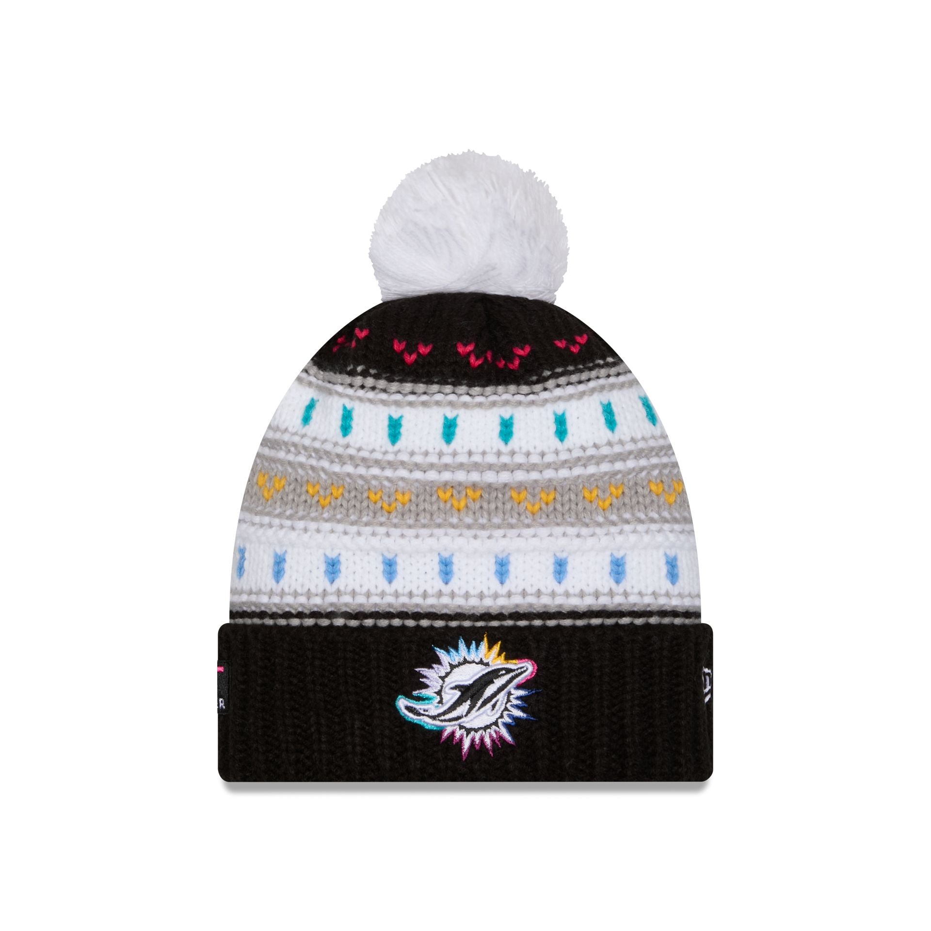 Miami Dolphins 2025 Crucial Catch Women's Pom Knit Hat