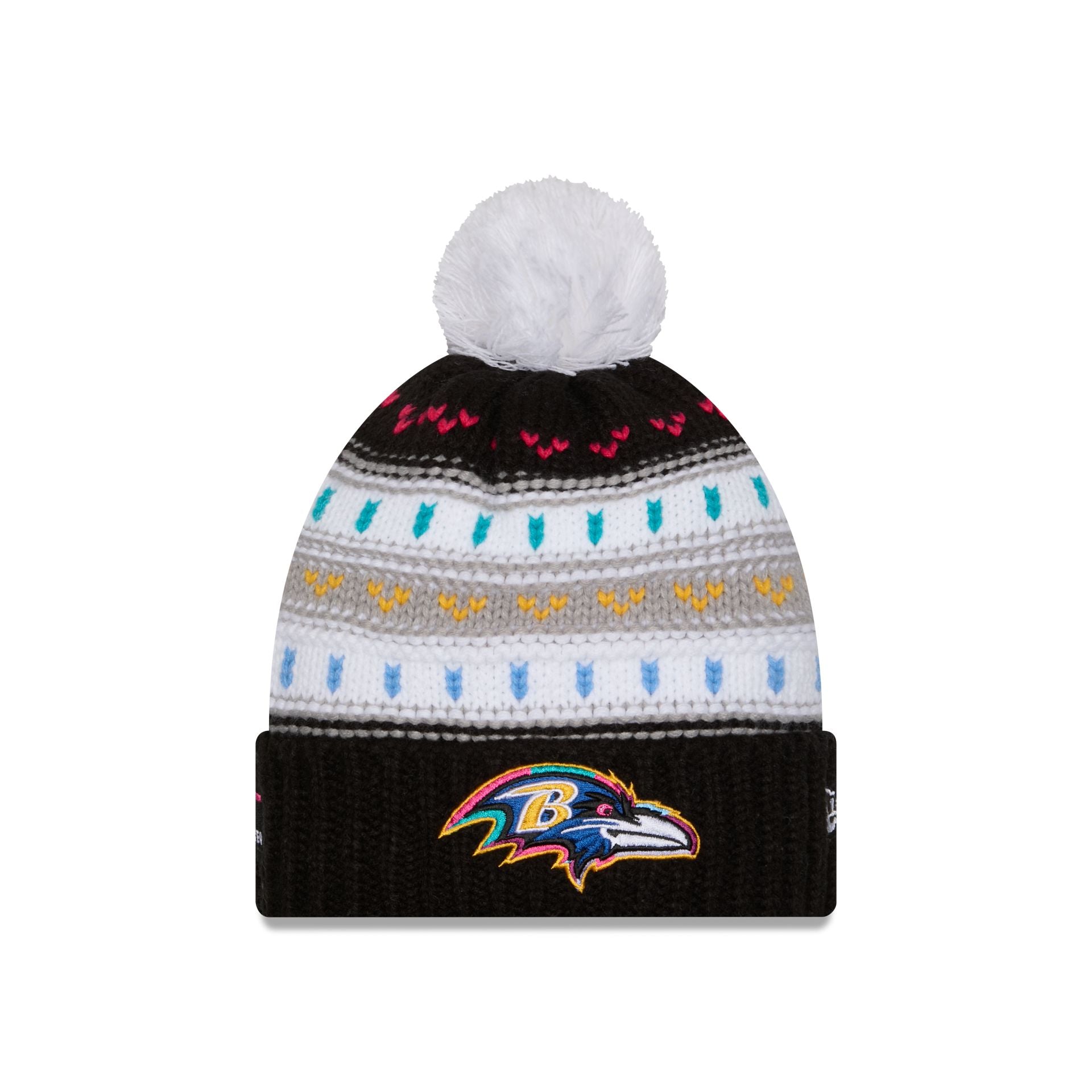 Baltimore Ravens 2025 Crucial Catch Women's Pom Knit Hat