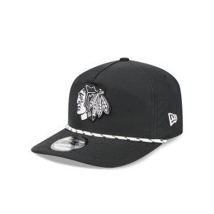 Chicago Blackhawks Black and White Rope 19TWENTY Snapback Hat