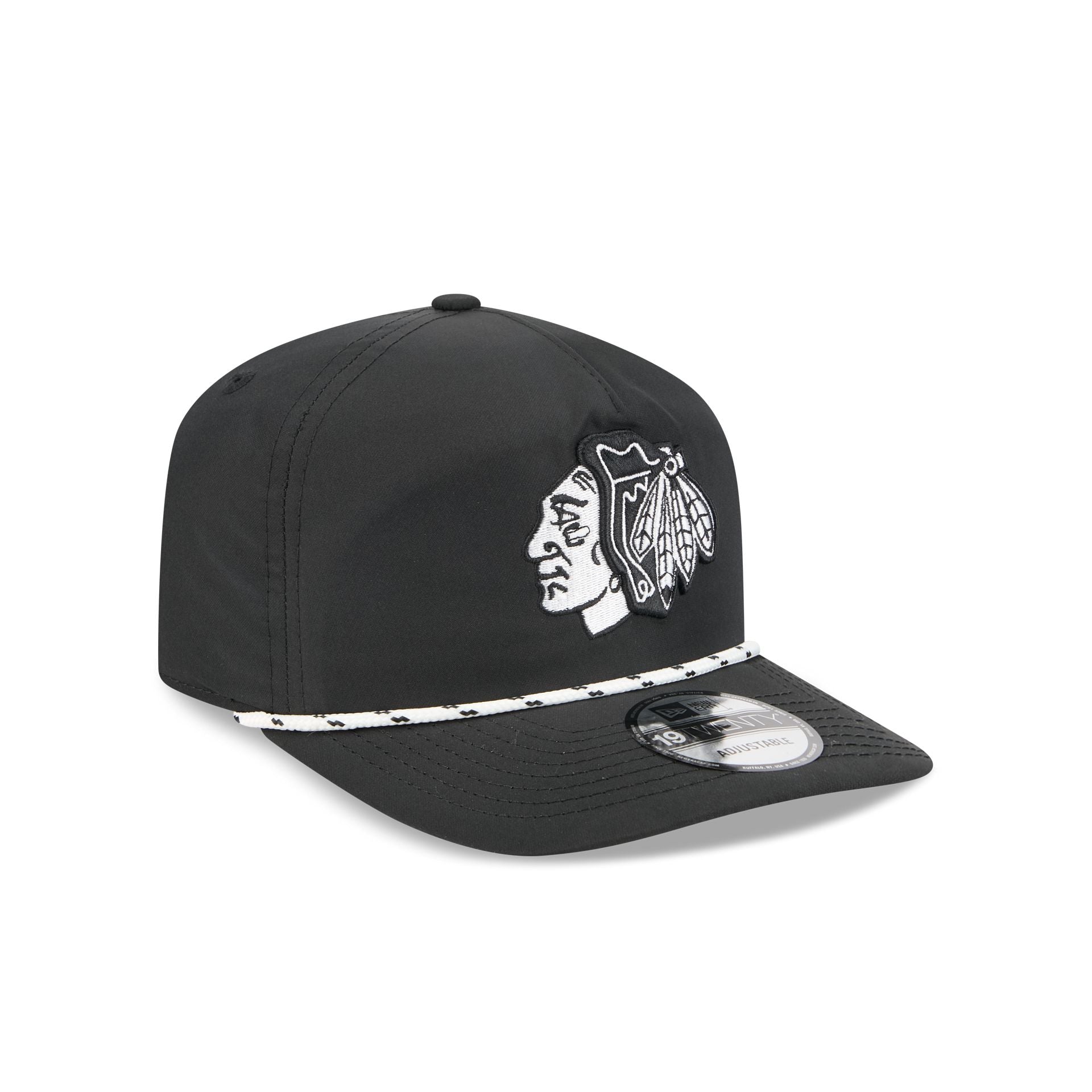 Chicago Blackhawks Black and White Rope 19TWENTY Snapback Hat - Image 3