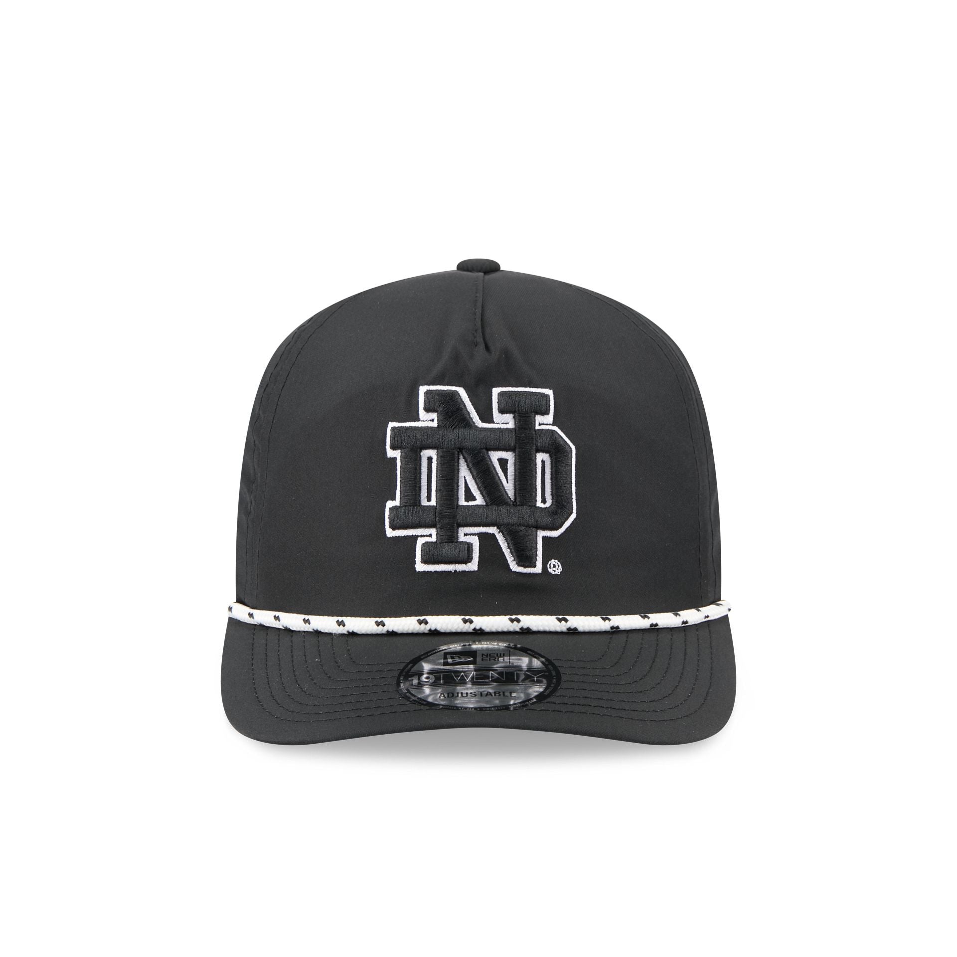 Notre Dame Fighting Irish Black and White Rope 19TWENTY Snapback Hat - Image 2
