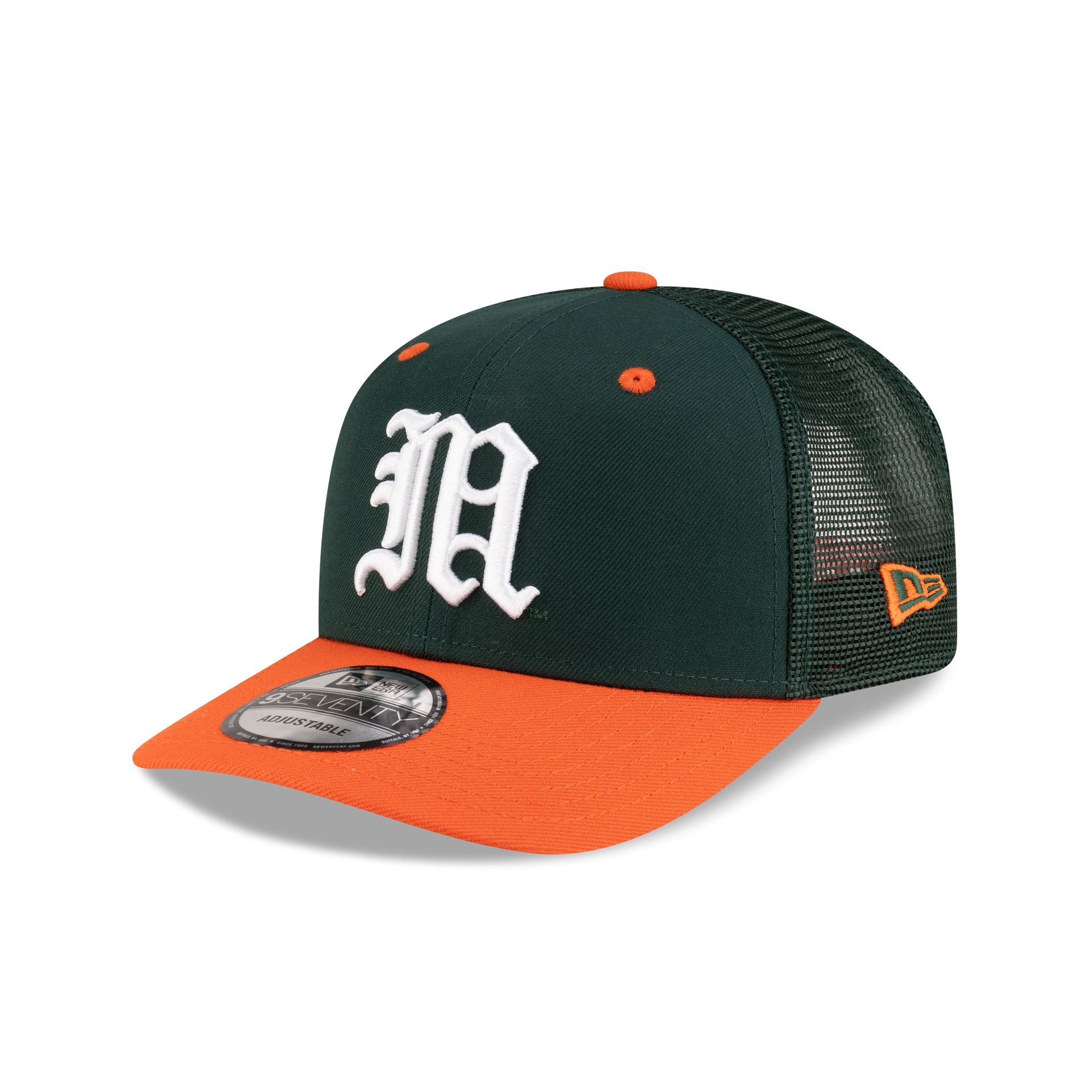 New Era x adidas Miami Hurricanes Green 9SEVENTY Trucker Hat