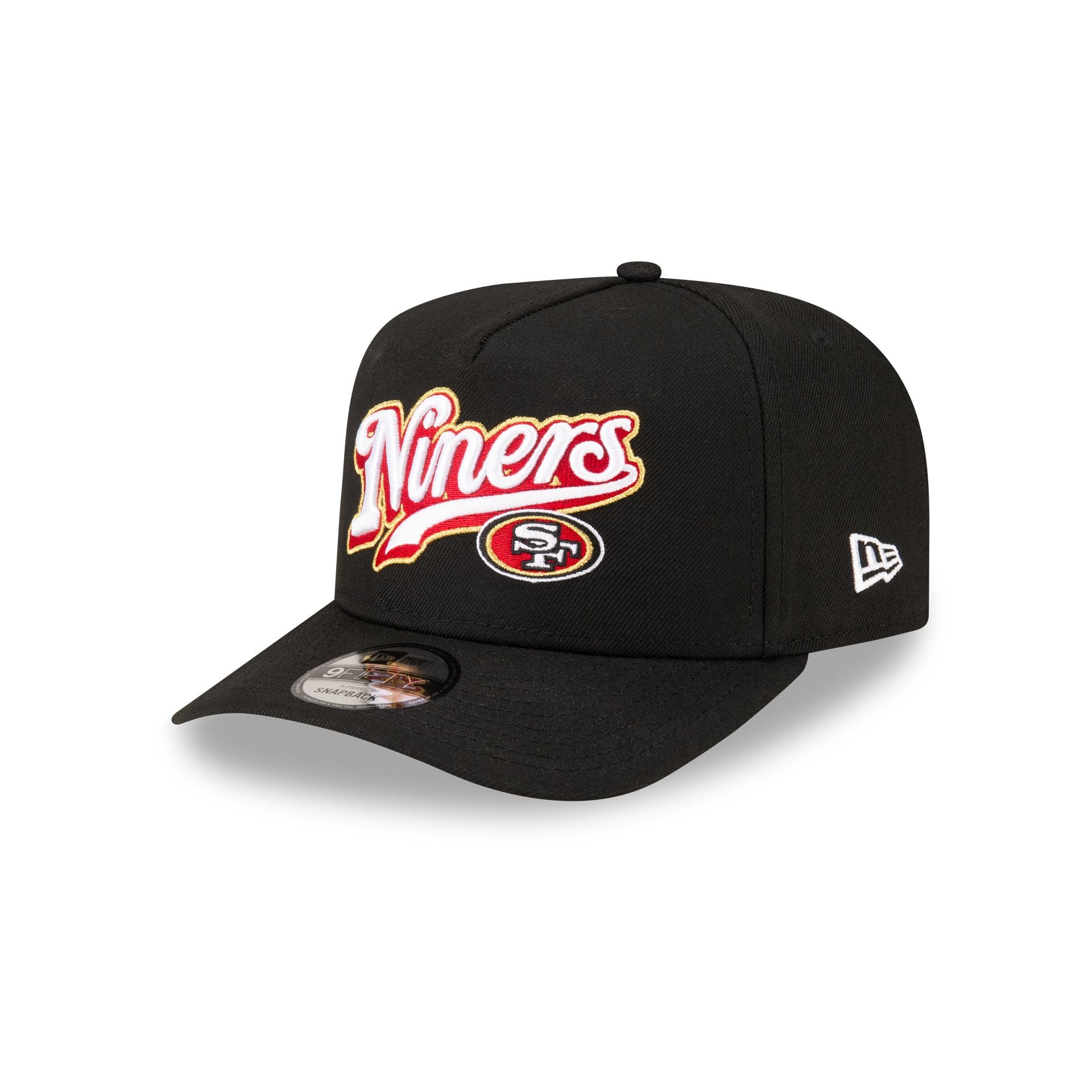 Born x Raised x San Francisco 49ers Script Black 9FIFTY A-Frame Snapback Hat